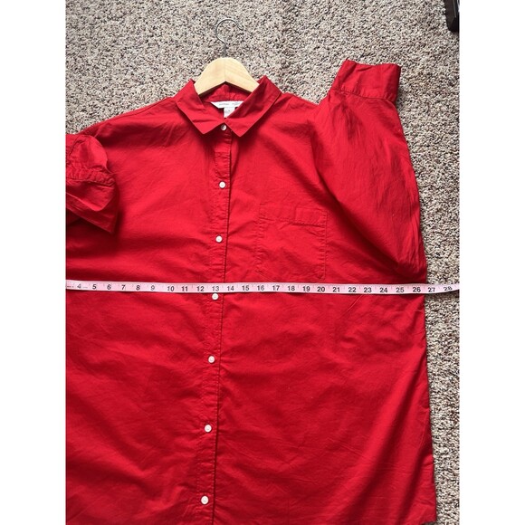 Old Navy The Boyfriend Oversized Shirt Women's Size L Red Button Up Long Sleeve - Picture 5 of 6